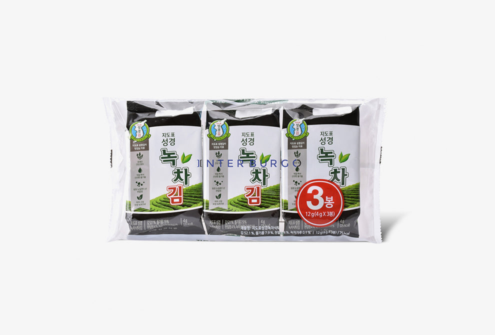 SUNG GYUNG GREEN TEA SEASONED SLICED LAVER 녹차 식탁김 3봉