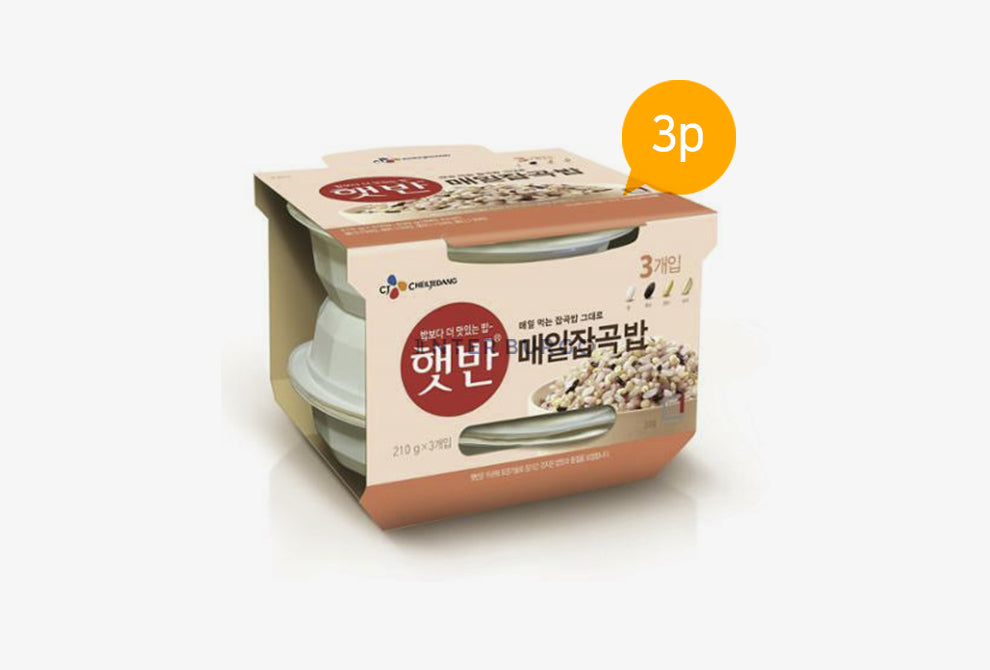 MICROWAVABLE COOKED RICE(MIXED GRAIN)-3PCS 햇반 매일잡곡밥 3개 묶음